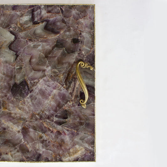 Amethyst Agate Serving Tray With Brass Handles | Square
