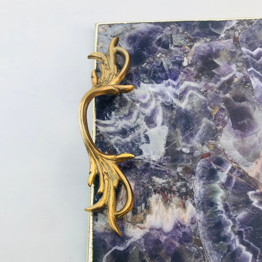 Amethyst Agate Serving Tray With Brass Handles