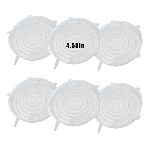 6 Pcs Silicone Stretch Lids Reusable and Durable Silicone Container Covers for Food Storage Expandable Bowl Covers Dishwasher & Freezer Safe (4.53in)
