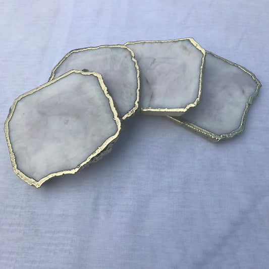 White Agate - Set of 4 large Coasters/Personalised Momentos