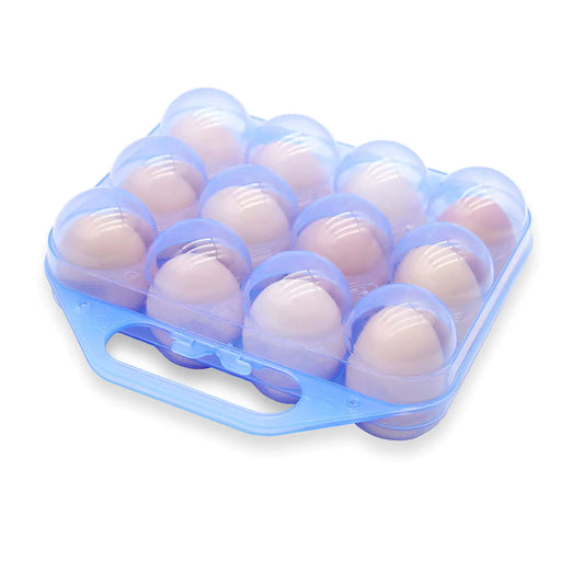 YOHA Clear Egg Storage Box Delicate 12 Girds Egg Dispenser Holder Case Refrigerator Crisper Camping Picnic Travel Portable Egg CarriageBlue-12