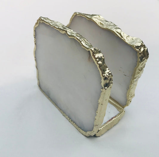 White Agate Napkin Holder/Natural Stone Napkin Holder/Paper Napkin
