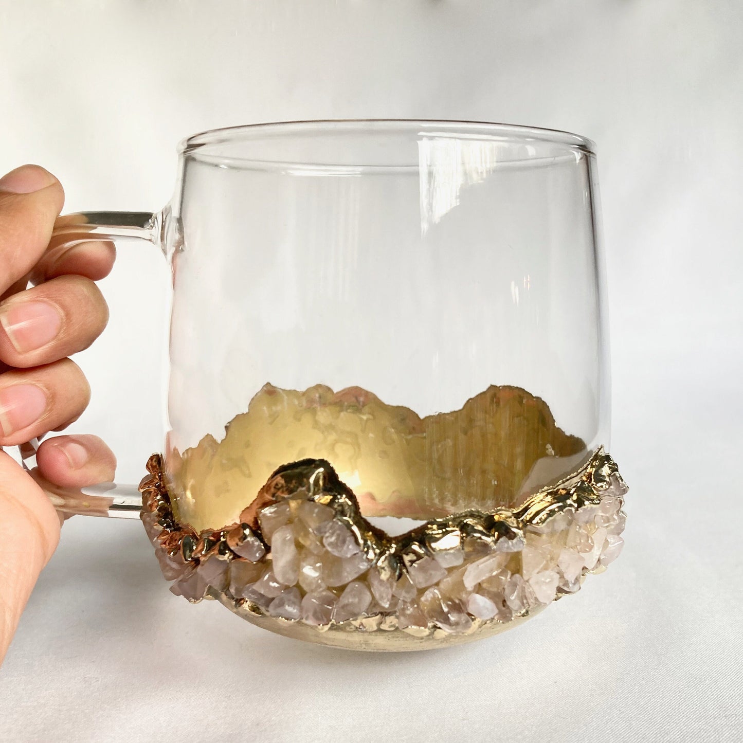 Set of 2 |Crystal Glass Coffee/Tea/Juice Mugs with Gold Plated Rose