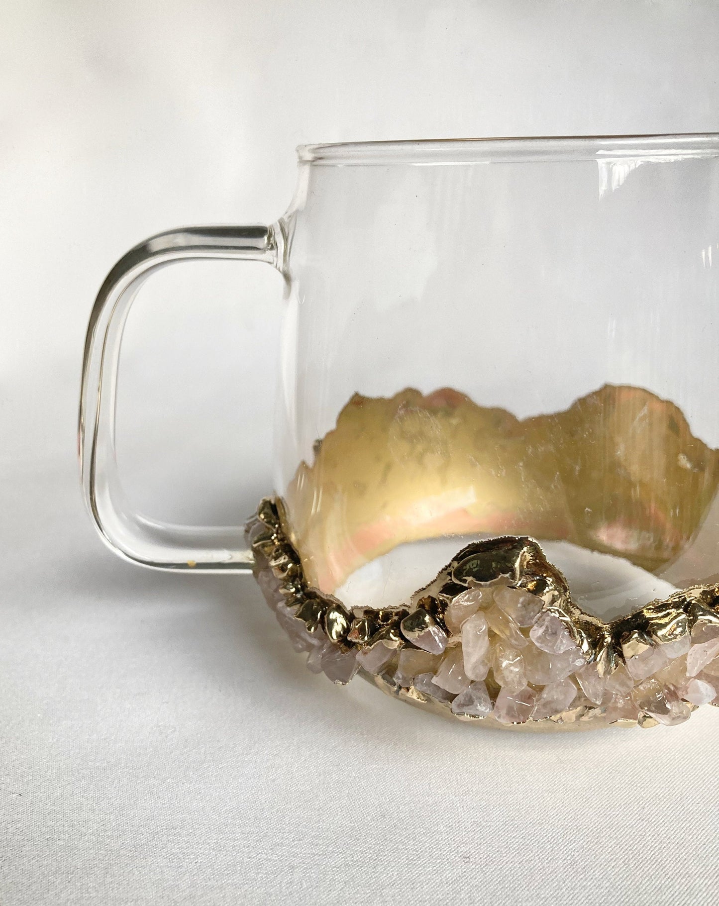 Set of 2 |Crystal Glass Coffee/Tea/Juice Mugs with Gold Plated Rose