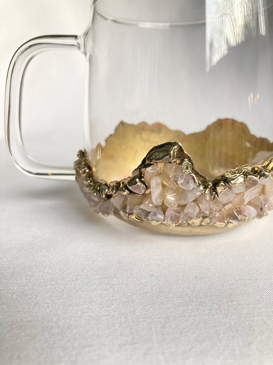 Set of 2 |Crystal Glass Coffee/Tea/Juice Mugs with Gold Plated Rose