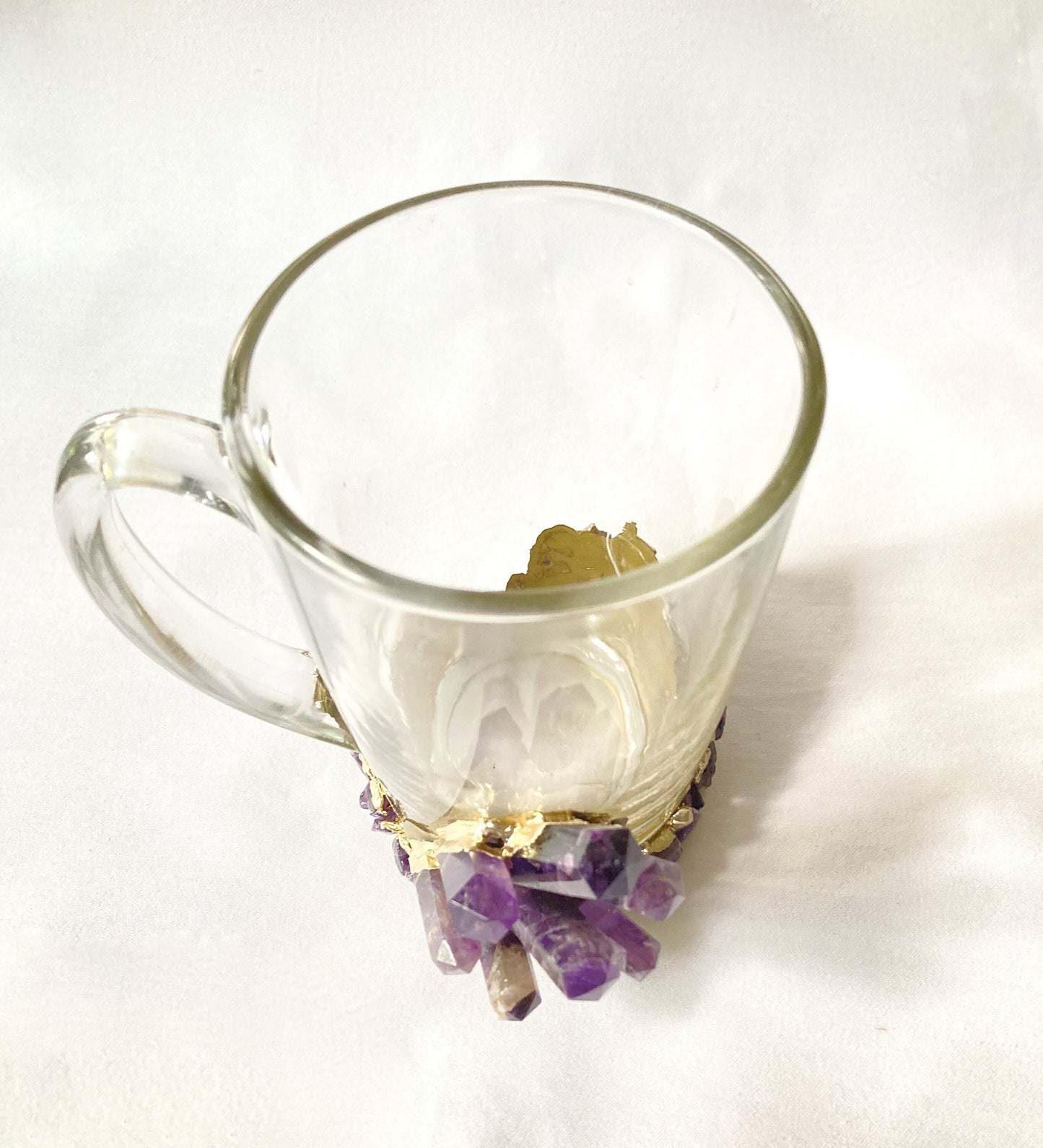 Set of 2 |Crystal Glass Coffee/Tea/Juice Mugs with Gold Plated Purple