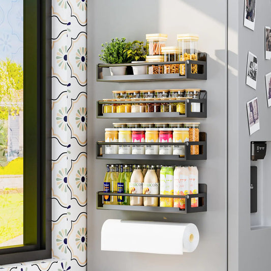 ADBIU 5 Pack Magnetic Spice Rack Organizer Storage for Refrigerator and Oven Fridge Organizers and Shelf