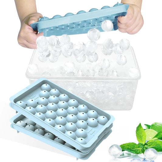 DclobTop Ice Cube Tray with Lid - 62 Round Ice Balls Maker BPA-Free Space-Saving Stackable Ice Molds for Freezer Easy Release Ice Trays for Cocktails & Drinks