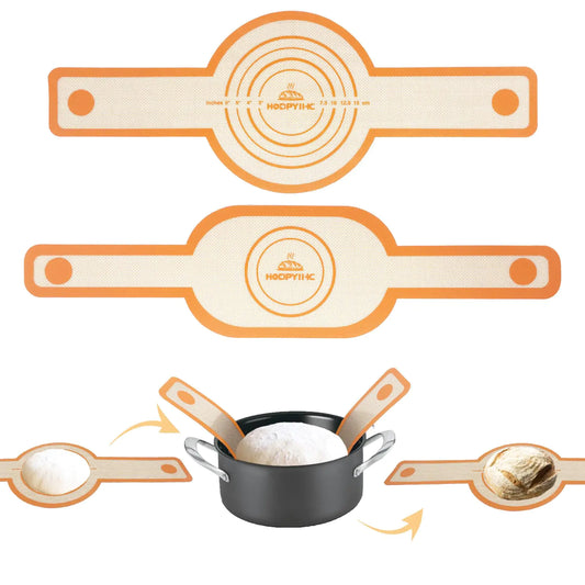 Hodpyihc Sourdough Silicone Bread Sling Oval and Round for Dutch Oven，2PCS Easy Clean Reusable Silicone Baking Mat with Long Handle Dutch Oven Liner sourdough Bread Baking Supplies (orange)