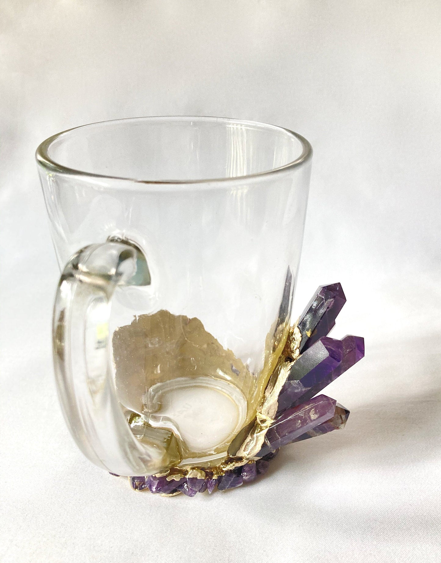 Set of 2 |Crystal Glass Coffee/Tea/Juice Mugs with Gold Plated Purple